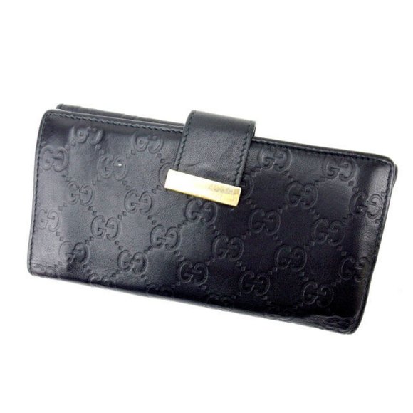 Authentic Gucci Wallet Purse Long Wallet Guccissima Black WomanUsed